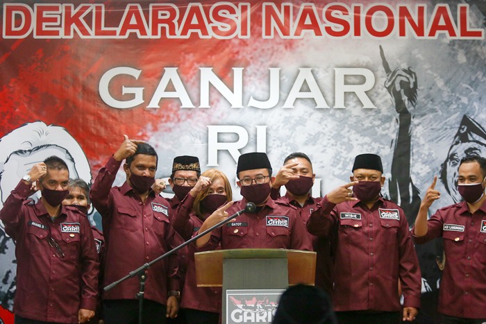 GARIS menggelar deklarasi dukungan kepada Gubernur Jawa Tengah, Ganjar Pranowo maju sebagai calon presiden 2024 di Jakarta, Rabu (10/11/2021).