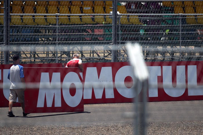 Petugas melakukan inspeksi di sejumlah titik sekitar sirkuit jelang pembukaan balap motor World Superbike (WSBK) 2021 di Sirkuit Mandalika.