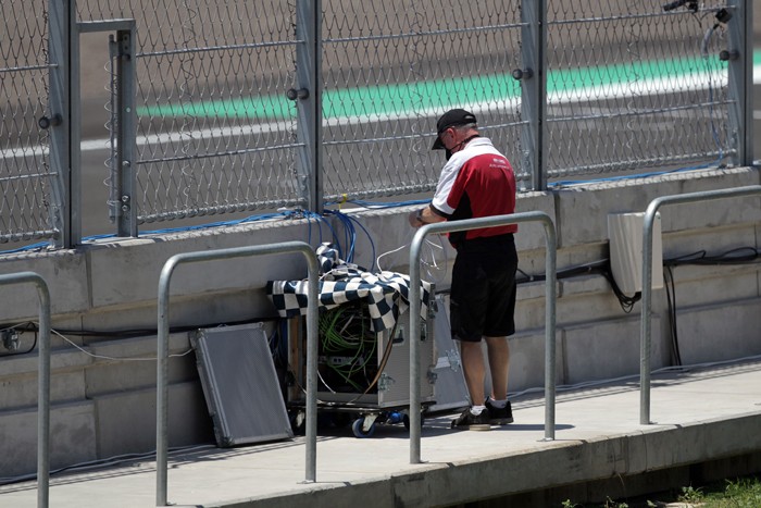 Petugas melakukan inspeksi di sejumlah titik sekitar sirkuit jelang pembukaan balap motor World Superbike (WSBK) 2021 di Sirkuit Mandalika.