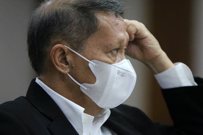 Terdakwa Mantan Direktur Utama PT Pelindo ll RJ Lino mengikuti sidang lanjutan di Pengadilan Tipikor, Jakarta, Kamis (18/11/2021).