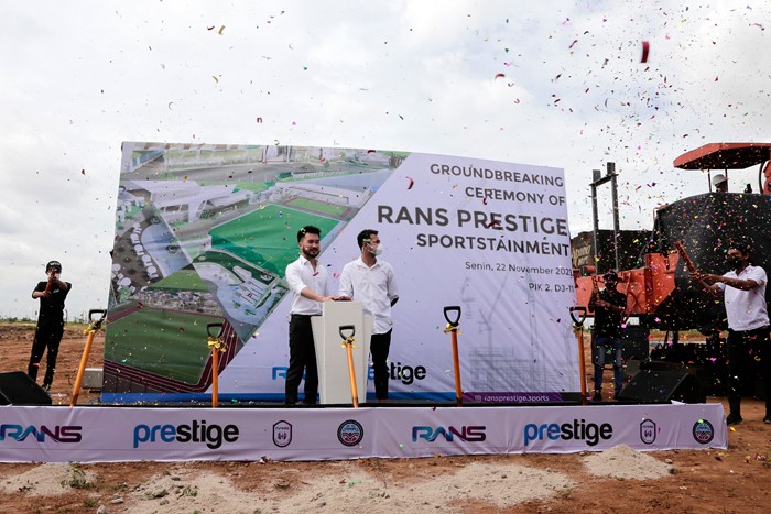 Groundbreaking RANS Prestige Sportainment di Pantai Indah Kapuk 2, Tangerang, Banten, Senin (22/11/2021).