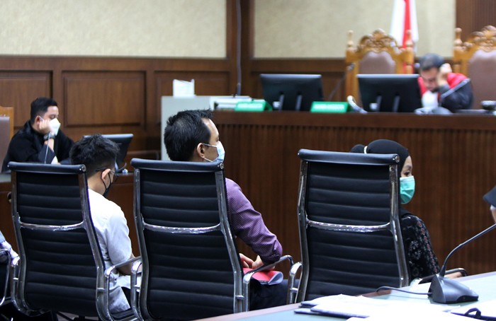 Terdakwa Direktur Utama PT Jazmina Asri Kreasi Jasmina Julie Fatima mengikuti sdang lanjutan di Pengadilan Tipikor, Jakarta, Selasa (23/11/2021).