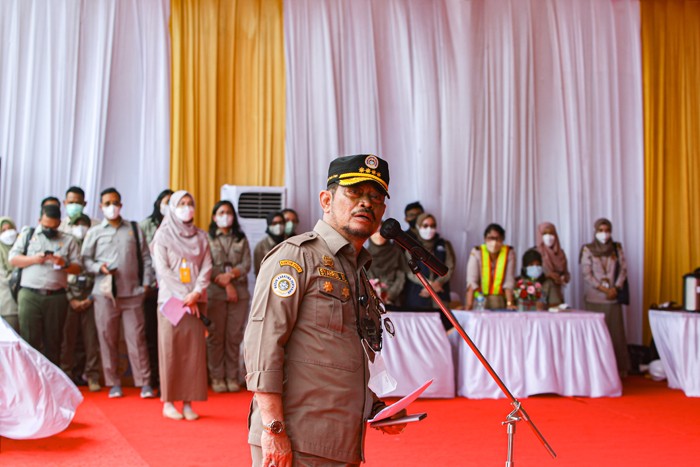 Menteri Pertanian Syahrul Yasin Limpo saat melepas ekspor komoditas pertanian di Jakarta International Container Terminal (JICT), Tanjung Priok.