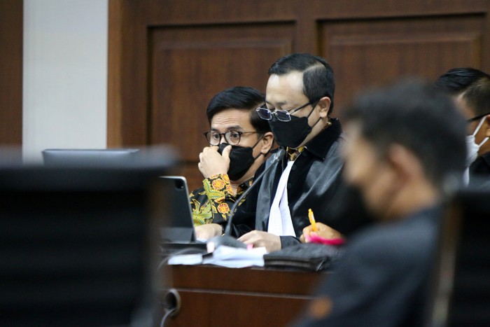 Yoory Corneles Pinontoan menjalani sidang lanjutan di Pengadilan Tiipikor, Jakarta, Kamis (25/11/2021).
