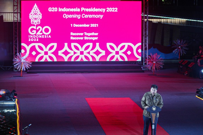 Ceremony Presidensi G20 di Lapangan Banteng, Jakarta Pusat, Rabu (1/12/2021).
