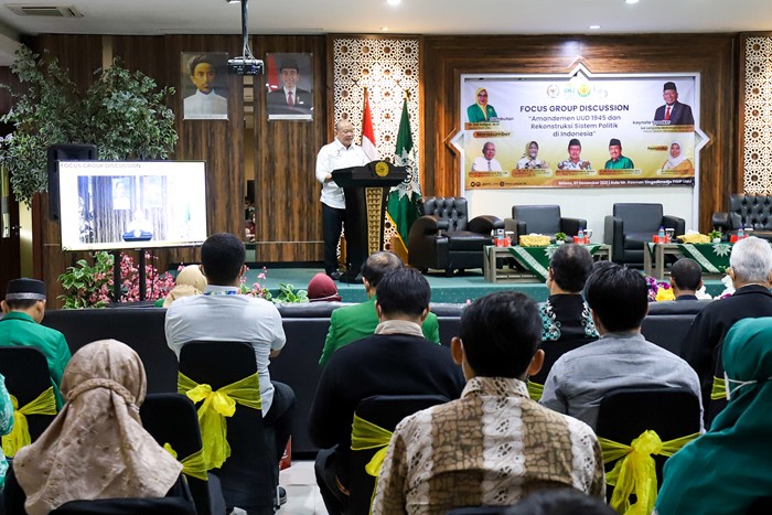 Focus Group Discussion di Universitas Muhammadiyah Jakarta bertema Amandemen UUD 1945 dan Rekonstruksi Sistem Politik Indonesia, Selasa (7/12/2021).