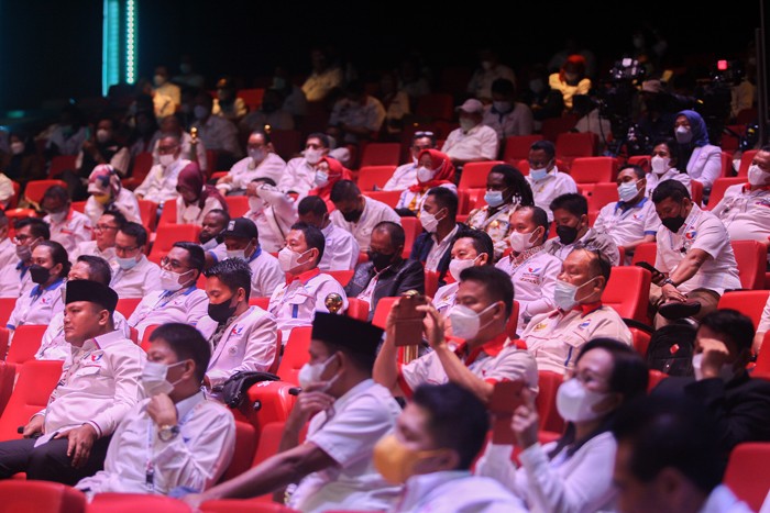 Silaturahmi Nasional dan Bimbingan Teknis anggota DPRD provinsi dan kabupaten/kota Partai Perindo se-Indonesia di Jakarta Concert Hall, iNews Tower.