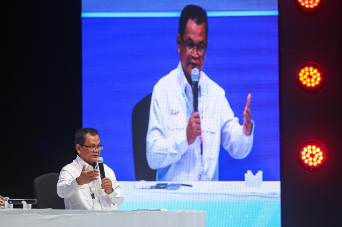 Silaturahmi Nasional dan Bimbingan Teknis anggota DPRD provinsi dan kabupaten/kota Partai Perindo se-Indonesia di Jakarta Concert Hall, iNews Tower.
