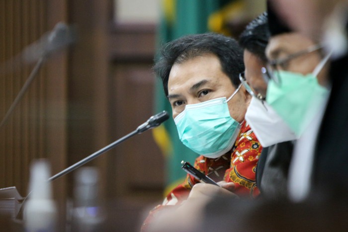 Terdakwa Mantan Wakil ketua DPR RI Azis Syamsudin menjalani sidang lanjutan di pengadilan Tipikor, Jakarta, Senin (13/12/2021).