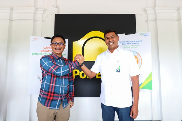 Peluncuran kanal daftar dan Bayar Iuran Jaminan Sosial Ketenagakerjaan di Pos Bloc Jakarta, Senin (20/12/2021).