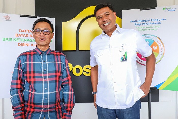 Peluncuran kanal daftar dan Bayar Iuran Jaminan Sosial Ketenagakerjaan di Pos Bloc Jakarta, Senin (20/12/2021).