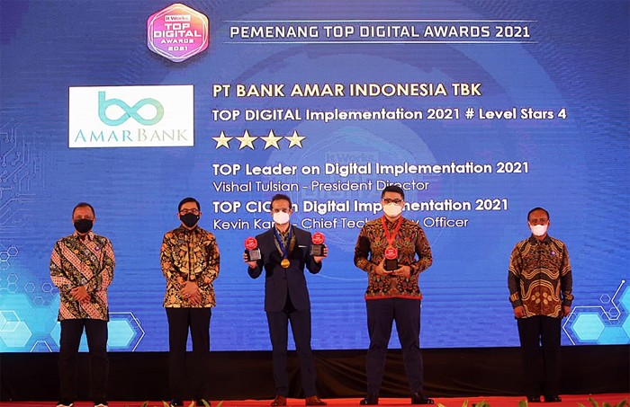PT Bank Amar Indonesia Tbk , sebagai digital-only bank pertama di Indonesia, mendominasi di tiga kategori pada TOP Digital Awards 2021.