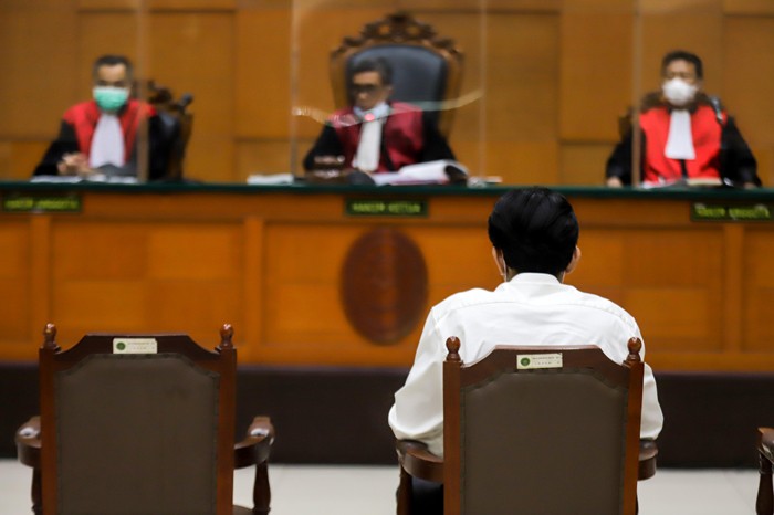 Selebgram Gaga Muhammad saat menjalani sidang kasus kecelakaan lalu lintas di Pengadilan Negeri Jakarta Timur, Kamis (23/12/2021).