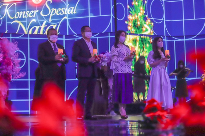 Ibadah Natal 2021 di Studio RCTI+, MNC Studios, Kebon Jeruka, Jakarta Barat, Kamis (9/12/2021) malam.
