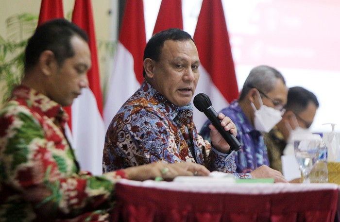 Jumpa pers Kinerja Tahun 2021, di Gedung Penunjang KPK Merah Putih, Jakarta, Rabu (29/12/2021).