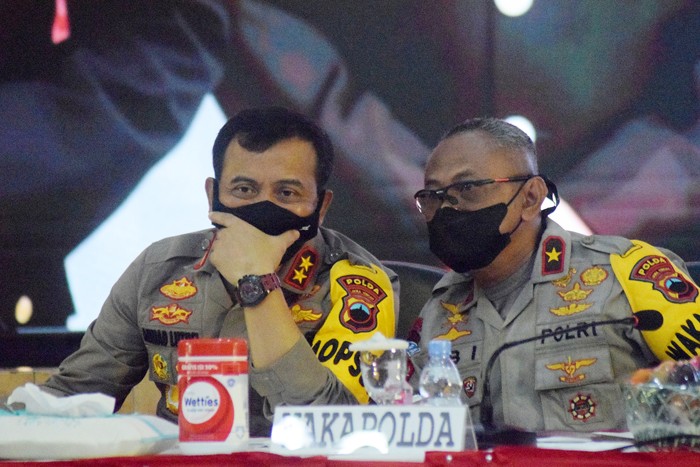 Polda Jateng sampaikan Rilis Akhir Tahun 2021 di Gedung Borobudur Mapolda Jateng, Semarang, Jawa Tengah, Jumat (31/12/2021).