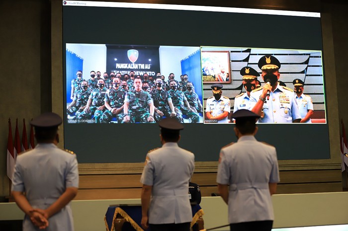 Kepala Staf Angkatan Udara Marsekal TNI Fadjar Prasetyo meresmikan tiga satuan jajaran TNI AU, di Mabesau, Cilangkap, Jakarta Timur.