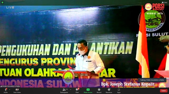 Pengukuhan dan Pelantikan Pengurus Provinsi  Persatuan Olahraga Billiard Seluruh Indonesia (POBSI) Sulawesi Utara Masa Bakti 2021 – 2025.
