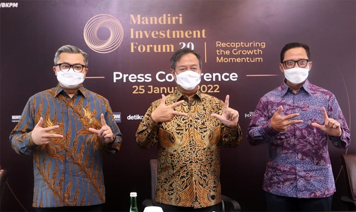 Pemaparan perhelatan Mandiri Investment Forum (MIF) 2022 pada 9 Februari 2022 mendatang di Jakarta, Selasa (25/1/2022).