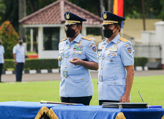 Kepala Staf Angkatan Udara Marsekal TNI Fadjar Prasetyo saat menjadi inspektur upacara peresmian Komando Operasi Udara Nasional (Koopsudnas).