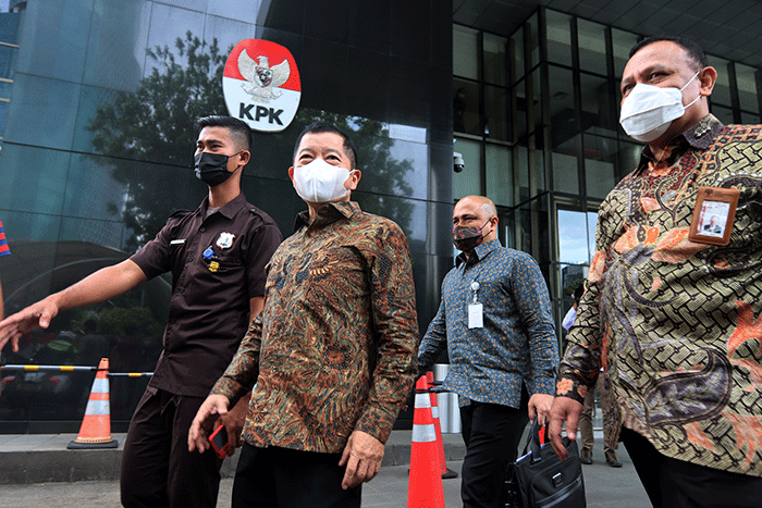 Menteri Perencanaan Pembangunan Nasional (PPN)/Badan Perencanaan Pembangunan Nasional (Bappenas) Suharso Monoarfa saat menyambangi KPK di Jakarta.
