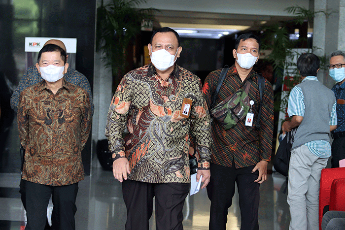 Menteri Perencanaan Pembangunan Nasional (PPN)/Badan Perencanaan Pembangunan Nasional (Bappenas) Suharso Monoarfa saat menyambangi KPK di Jakarta.