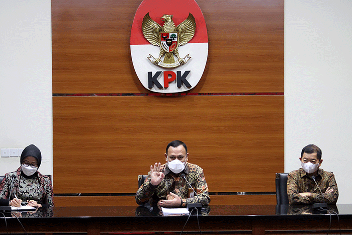 Menteri Perencanaan Pembangunan Nasional (PPN)/Badan Perencanaan Pembangunan Nasional (Bappenas) Suharso Monoarfa saat menyambangi KPK di Jakarta.