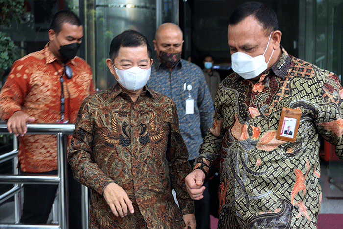 Menteri Perencanaan Pembangunan Nasional (PPN)/Badan Perencanaan Pembangunan Nasional (Bappenas) Suharso Monoarfa saat menyambangi KPK di Jakarta.