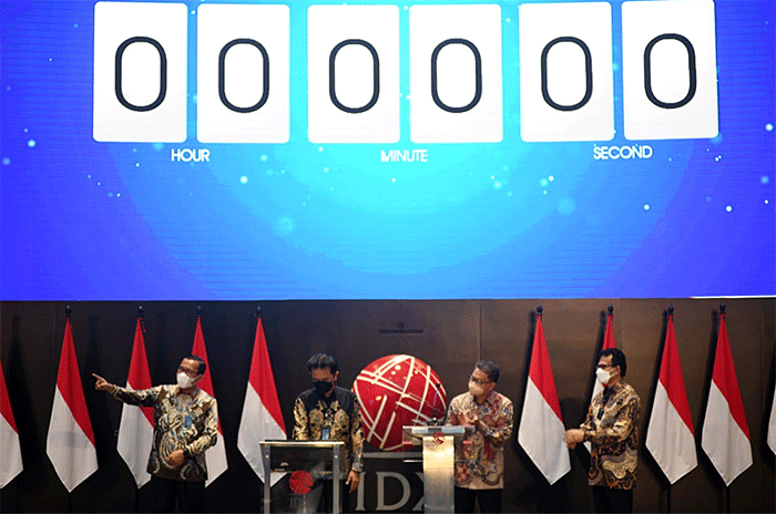 Prosesi pembukaan pasar saham sebagai bagian dari acara perayaan Hari Ulang Tahun BTN ke 72 di Jakarta, Rabu (9/2/2022).