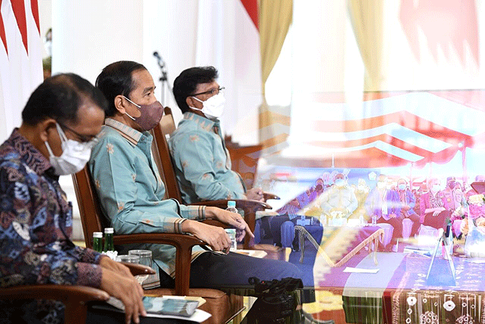 Presiden Joko Widodo menghadiri acara puncak peringatan Hari Pers Nasional Tahun 2022 secara virtual dari Istana Kepresidenan Bogor.