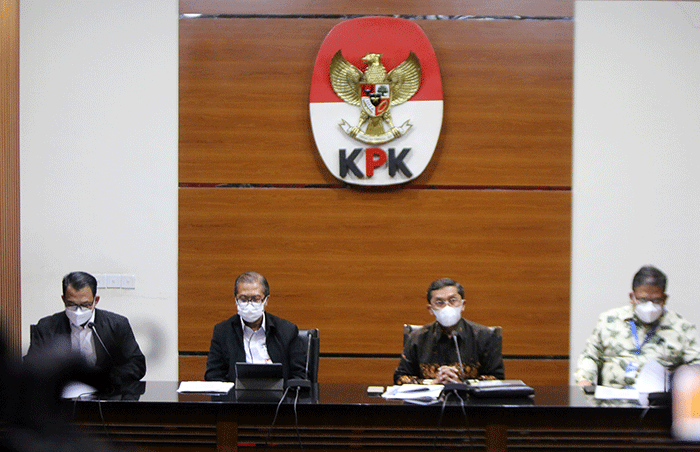 Jumpa pers di Gedung KPK Merah Putih, Jakarta, Senin (14/2/2022).
