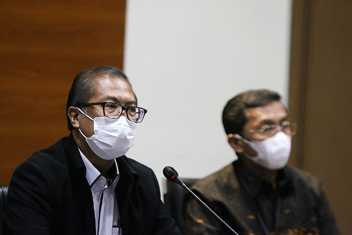 Jumpa pers di Gedung KPK Merah Putih, Jakarta, Senin (14/2/2022).