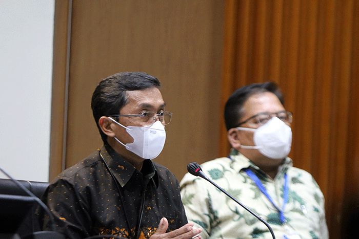 Jumpa pers di Gedung KPK Merah Putih, Jakarta, Senin (14/2/2022).