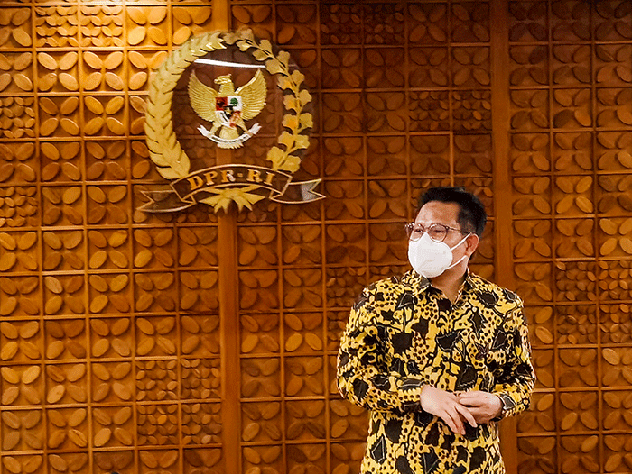 Wakil Ketua DPR Muhaimin Iskandar memberikan keterangan mengenai Pemilu 2024 agar ditunda selama satu atau dua tahun di Jakarta, Rabu (23/2/2022).