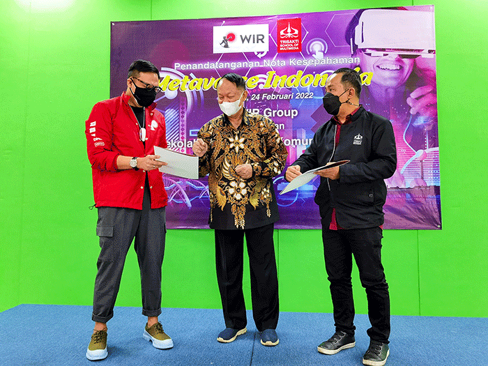 Kerjasama pembangunan metaverse Indonesia antara WIR Group dengan Trisakti School Of Multimedia di Jakarta, Kamis (24/2/2022).
