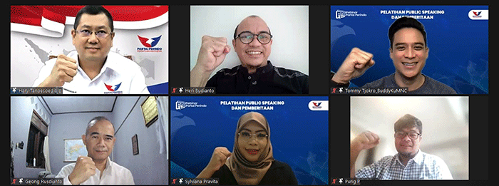 Pelatihan Public Speaking dan Pemberitaan Partai Perindo yang diselenggarakan secara Virtual, Jumat (25/2/2022).