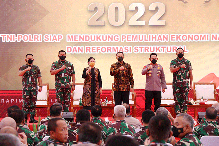 Kasau Marsekal TNI Fadjar Prasetyo, mengikuti Rapat Pimpinan (Rapim) TNI-Polri 2022 yang dilaksanakan di Mabes TNI, Cilangkap, Jakarta, Selasa (1/3/2022).