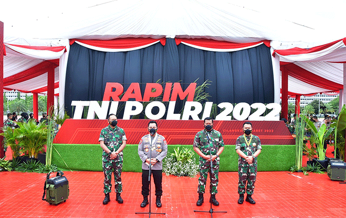 Kasau Marsekal TNI Fadjar Prasetyo, mengikuti Rapat Pimpinan (Rapim) TNI-Polri 2022 yang dilaksanakan di Mabes TNI, Cilangkap, Jakarta, Selasa (1/3/2022).