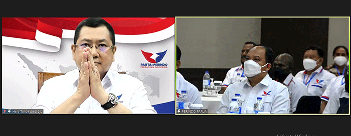 Ketua Umum DPP Partai Perindo Hary Tanoesoedibjo memberikan arahan didepan ratusan kader dalam Rapat Kerja Wilayah Partai Perindo Provinsi Papua.