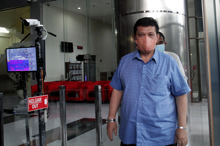Anggota DPRD DKI Jakarta Fraksi PDIP Syahrial, usai menjalani pemeriksaan di Gedung KPK Merah Putih, Jakarta, Rabu (9/3/2022).
