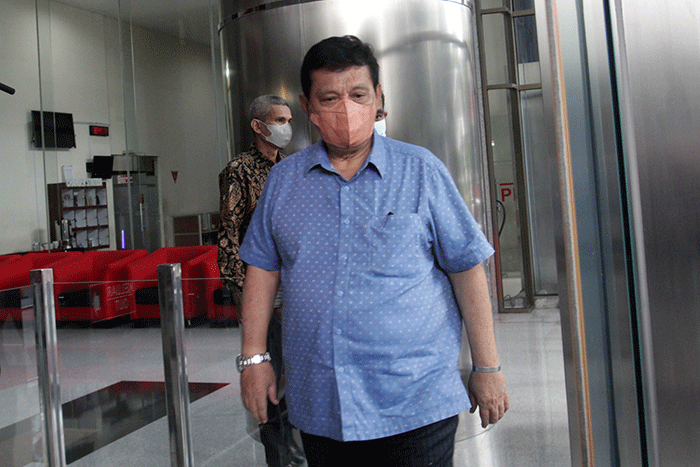 Anggota DPRD DKI Jakarta Fraksi PDIP Syahrial, usai menjalani pemeriksaan di Gedung KPK Merah Putih, Jakarta, Rabu (9/3/2022).