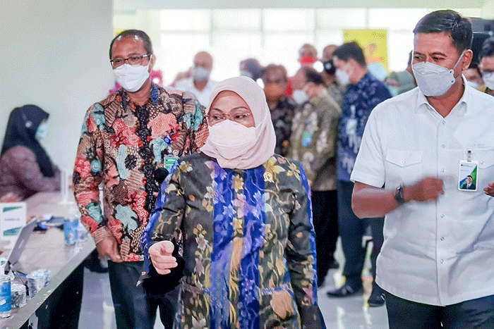 Pelatihan kerja yang diikuti oleh para peserta penerima manfaat program Jaminan Kehilangan Pekerjaan (JKP) di Jakarta, Kamis (10/3/2022).