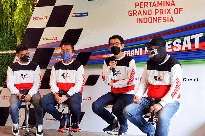 Talkshow ‘Kejar Selfie MotoGP' di SPBU Pertamina 31.128.02 MT Haryono, Jakarta Selatan, Minggu (13/3/2022).