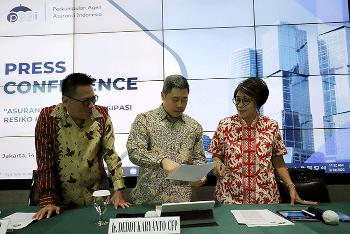 Press conference PAAI terkait pentingnya asuransi di Jakarta, Senin (14/3/2022).