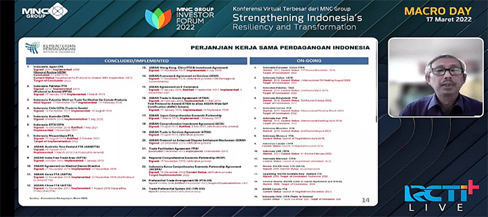 Executive Chairman MNC Group Hary Tanoesoedibjo memberikan sambutan dalam acara MNC Group Investor Forum 2022.