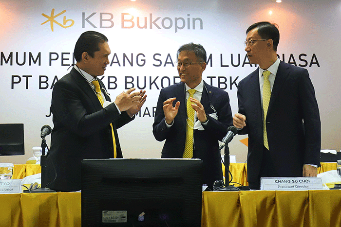 Rapat Umum Pemegang Saham Luar Biasa (RUPSLB) PT Bank KB Bukopin Tbk. (BBKP) di Jakarta, Rabu (23/3/2022).