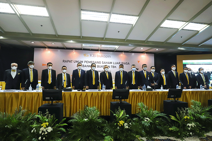 Rapat Umum Pemegang Saham Luar Biasa (RUPSLB) PT Bank KB Bukopin Tbk. (BBKP) di Jakarta, Rabu (23/3/2022).