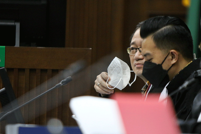 Teddy Tjokrosapoetro menjalani sidang di Pengadilan Tipikor, Jakarta, Rabu (23/3/2022).
