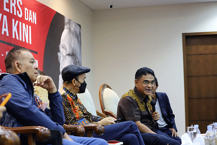 Diskusi Dialektika Demokrasi di Media Center, Nusantara III, Komplesk Parlemen MPR/DPR-DPD, Senayan, Jakarta, Kamis (24/3/2022).