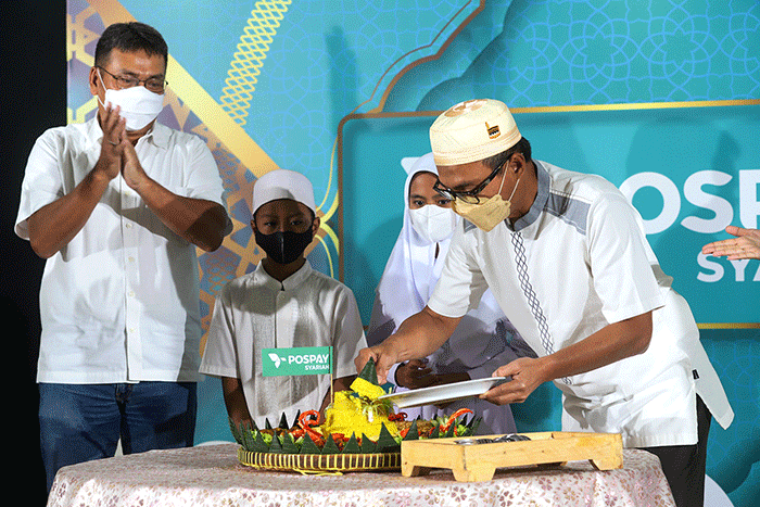 Launching konten Pospay Syariah di Masjid Sunda Kelapa, Jakarta Pusat, Kamis (24/3/2022).